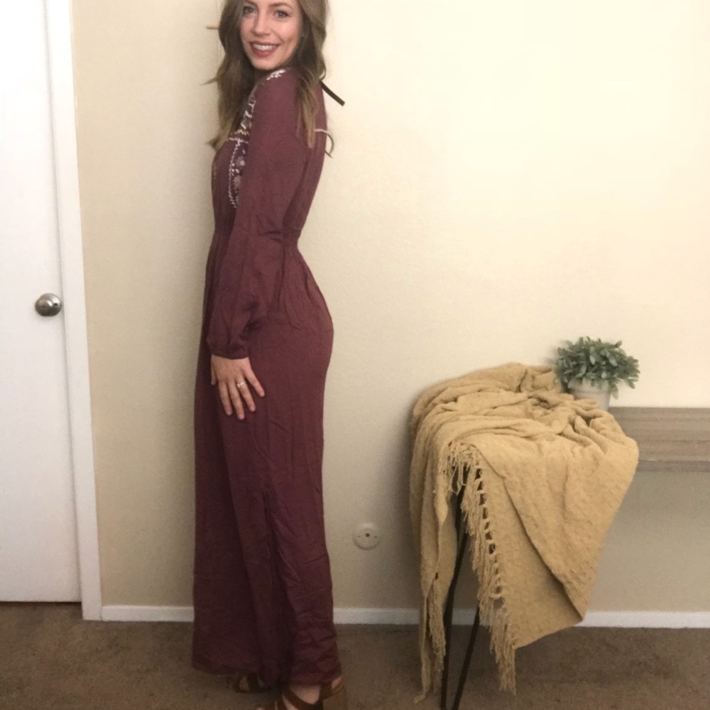 Henly dress- Malte Embroidered Maxi in Mulberry